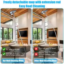 Wall Mop with Long Handle 360 ° Rotating Triangle Microfiber Wall Cleaning Mop Adjustable Dry and Wet Dust Mop Cleaner for Floor