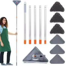 Wall Mop with Long Handle 360 ° Rotating Triangle Microfiber Wall Cleaning Mop Adjustable Dry and Wet Dust Mop Cleaner for Floor